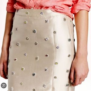 J.Crew Women's Natural Collection Jeweled Shantung Pencil Skirt NWT $695 Sz 2